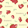 Juicy strawberries in vintage style, handmade style, cartoon style with typography